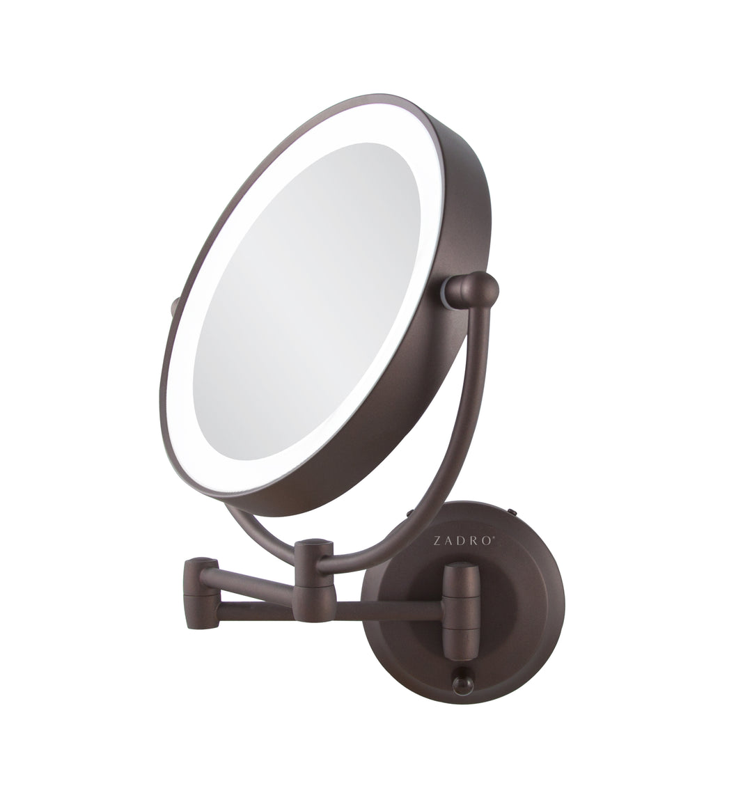 Lighted Wall Mounted Makeup Mirror with Magnification & Extendable Arm