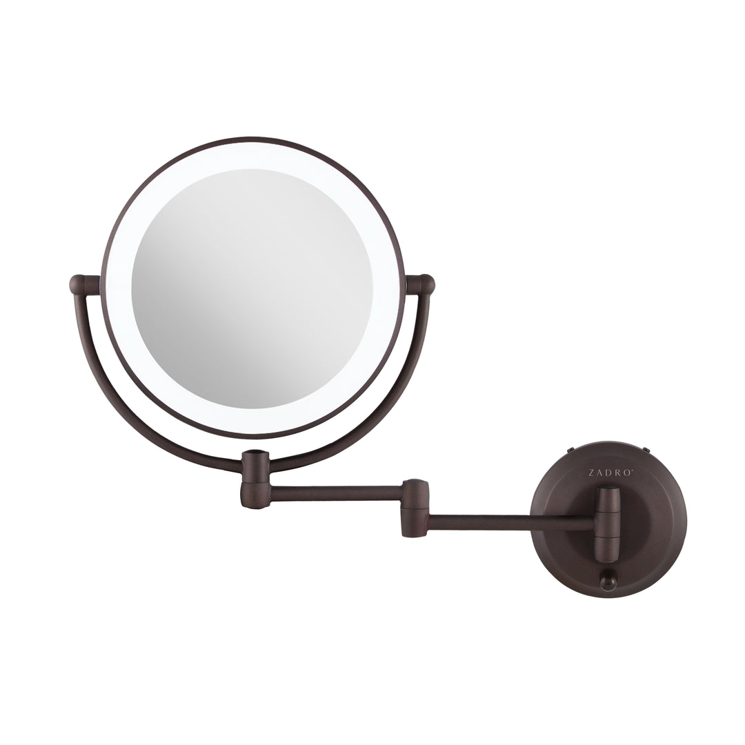 Lighted Wall Mounted Makeup Mirror with Magnification & Extendable Arm