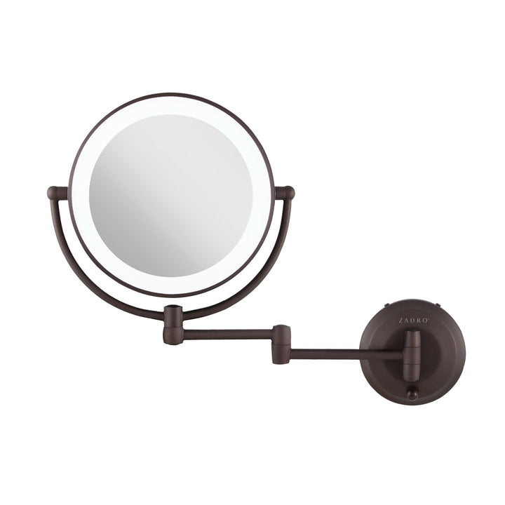 Lighted Wall Mounted Makeup Mirror with Magnification & Extendable Arm