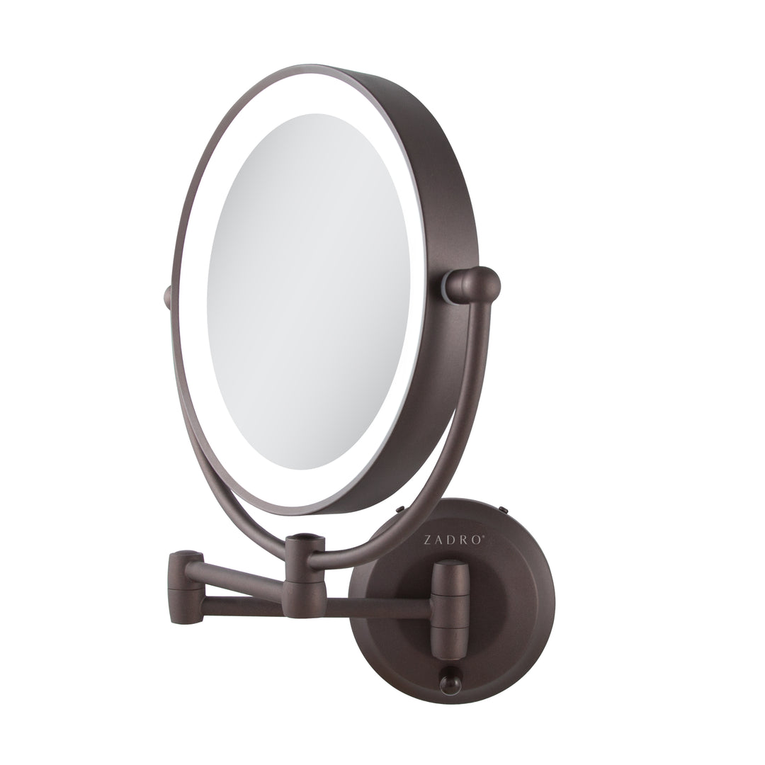 Lighted Wall Mounted Makeup Mirror with Magnification & Extendable Arm