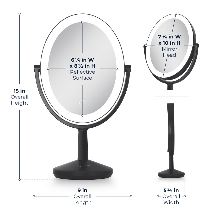 Huntington LED Makeup Mirror with Magnification & USB-C Rechargeable Device Port