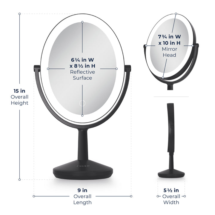 Huntington LED Makeup Mirror with Magnification & USB-C Rechargeable Device Port