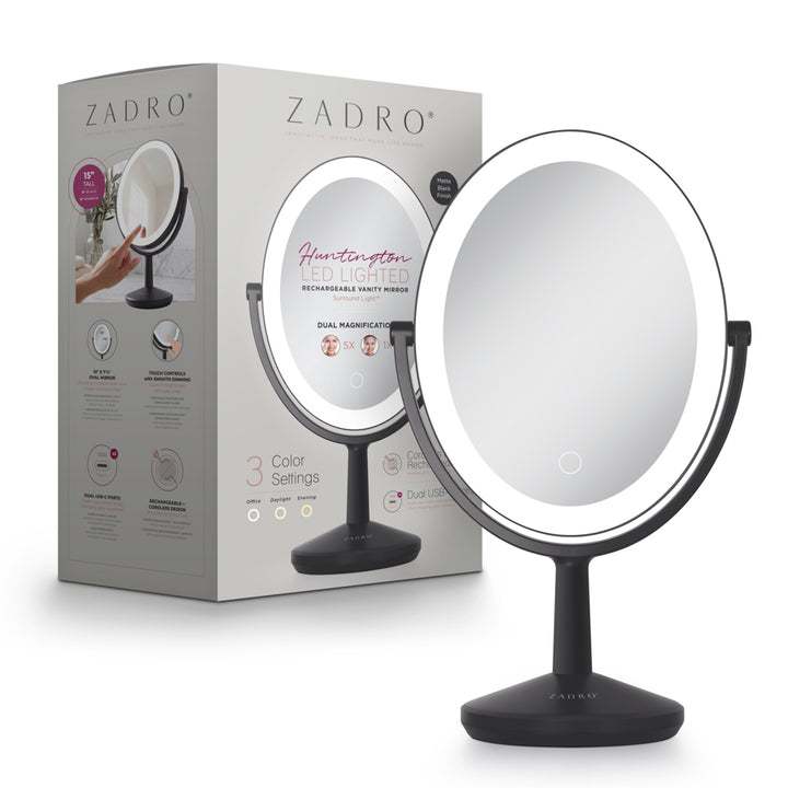 Huntington LED Makeup Mirror with Magnification & USB-C Rechargeable Device Port