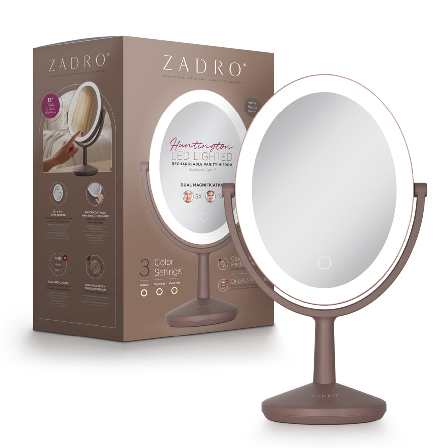 Huntington LED Makeup Mirror with Magnification & USB-C Rechargeable Device Port