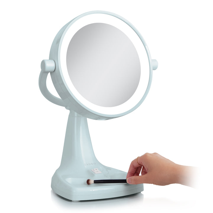 Max Bright Lighted Makeup Mirror with Magnification & Storage Tray