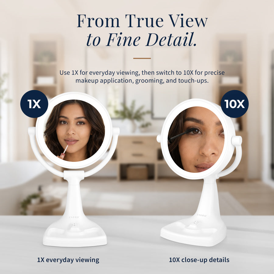 Max Bright Lighted Makeup Mirror with Magnification & Storage Tray