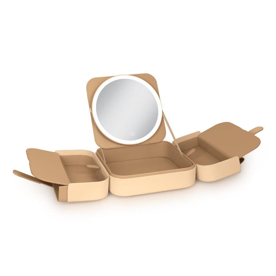 Traveling Makeup Case with LED Lighted Face Mirror