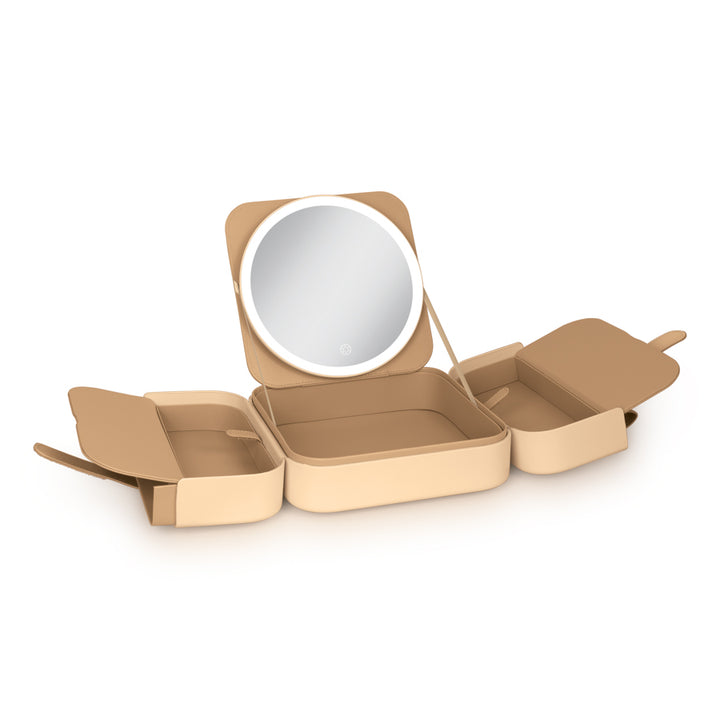 Traveling Makeup Case with LED Lighted Face Mirror