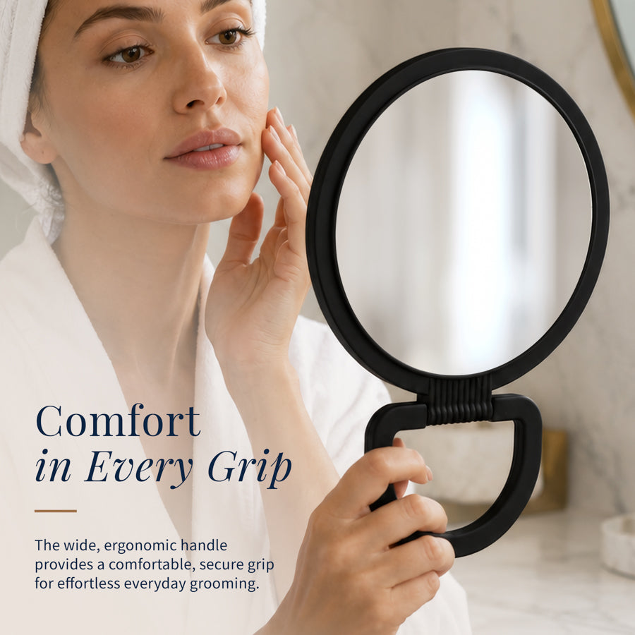 Hanging Handheld Mirror with Soft-Touch Handle, 1X/5X
