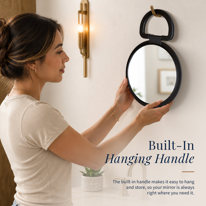 Hanging Handheld Mirror with Soft-Touch Handle, 1X/5X