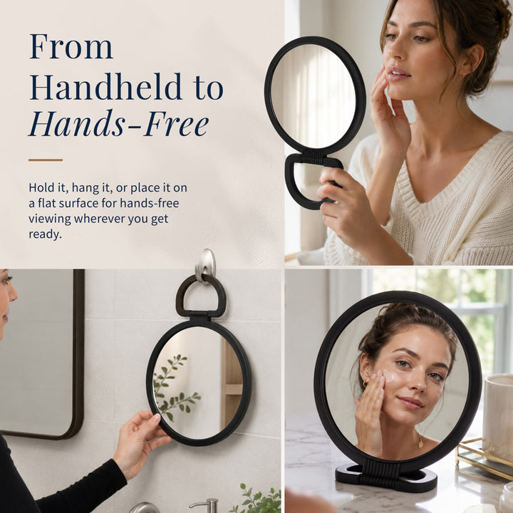 Hanging Handheld Mirror with Soft-Touch Handle, 1X/5X
