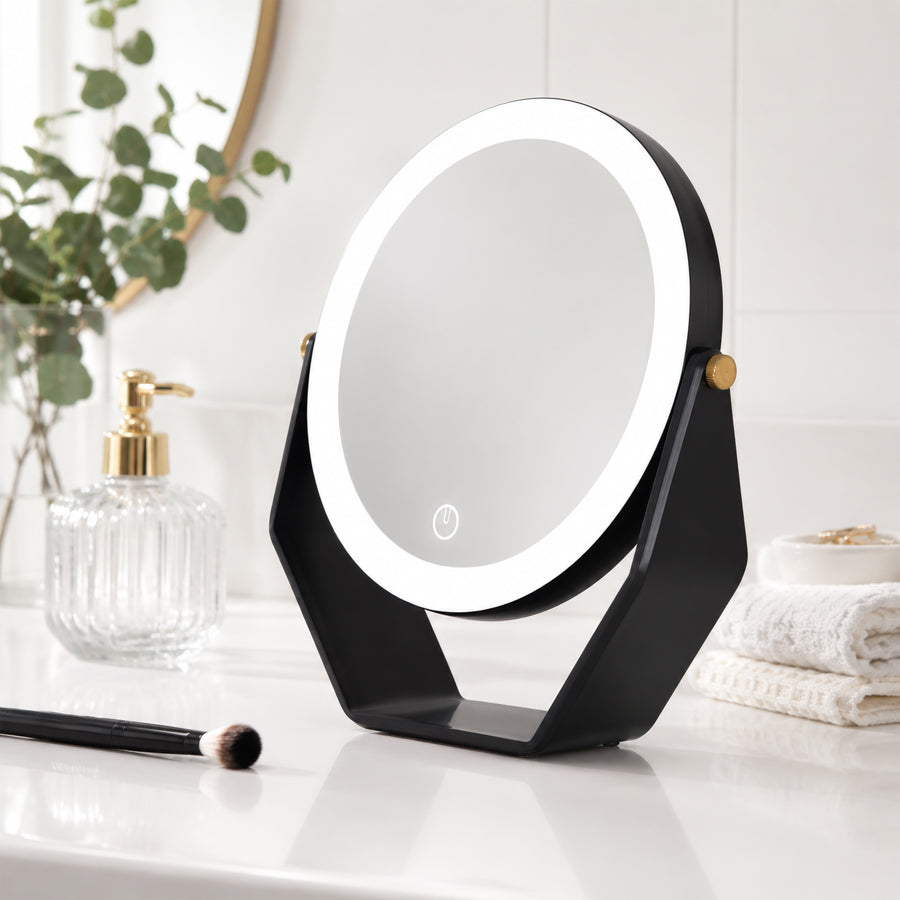 8” LED Lighted Makeup Mirror with Magnification 5X/1X