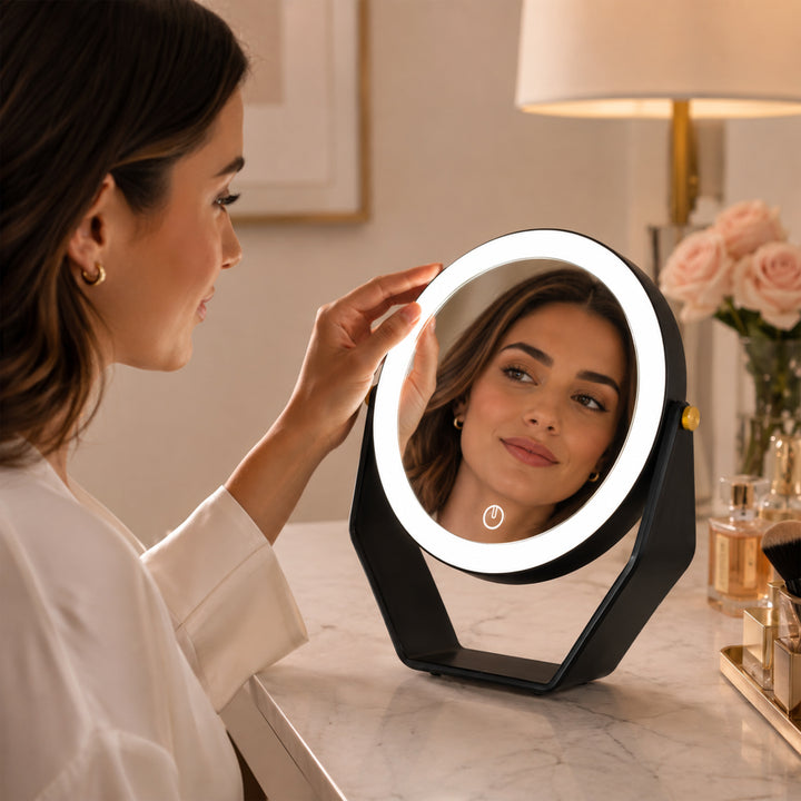 8” LED Lighted Makeup Mirror with Magnification 5X/1X