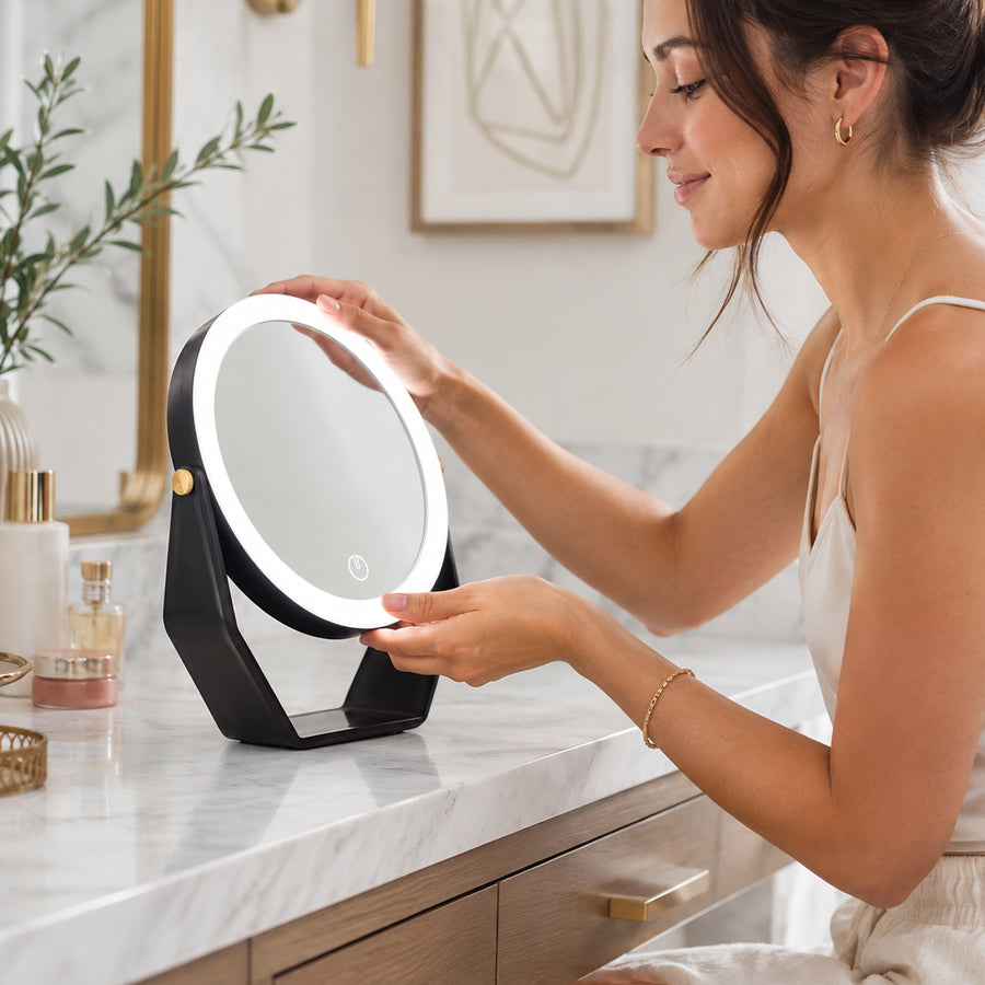 8” LED Lighted Makeup Mirror with Magnification 5X/1X