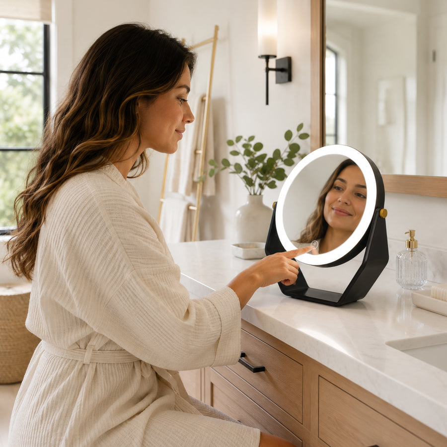 8” LED Lighted Makeup Mirror with Magnification 5X/1X