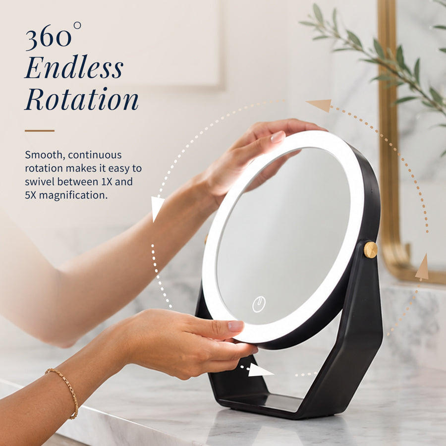 8” LED Lighted Makeup Mirror with Magnification 5X/1X