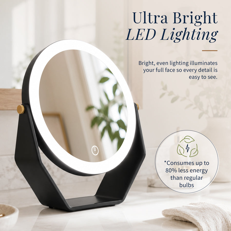 8” LED Lighted Makeup Mirror with Magnification 5X/1X