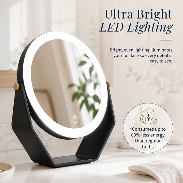 8” LED Lighted Makeup Mirror with Magnification 5X/1X