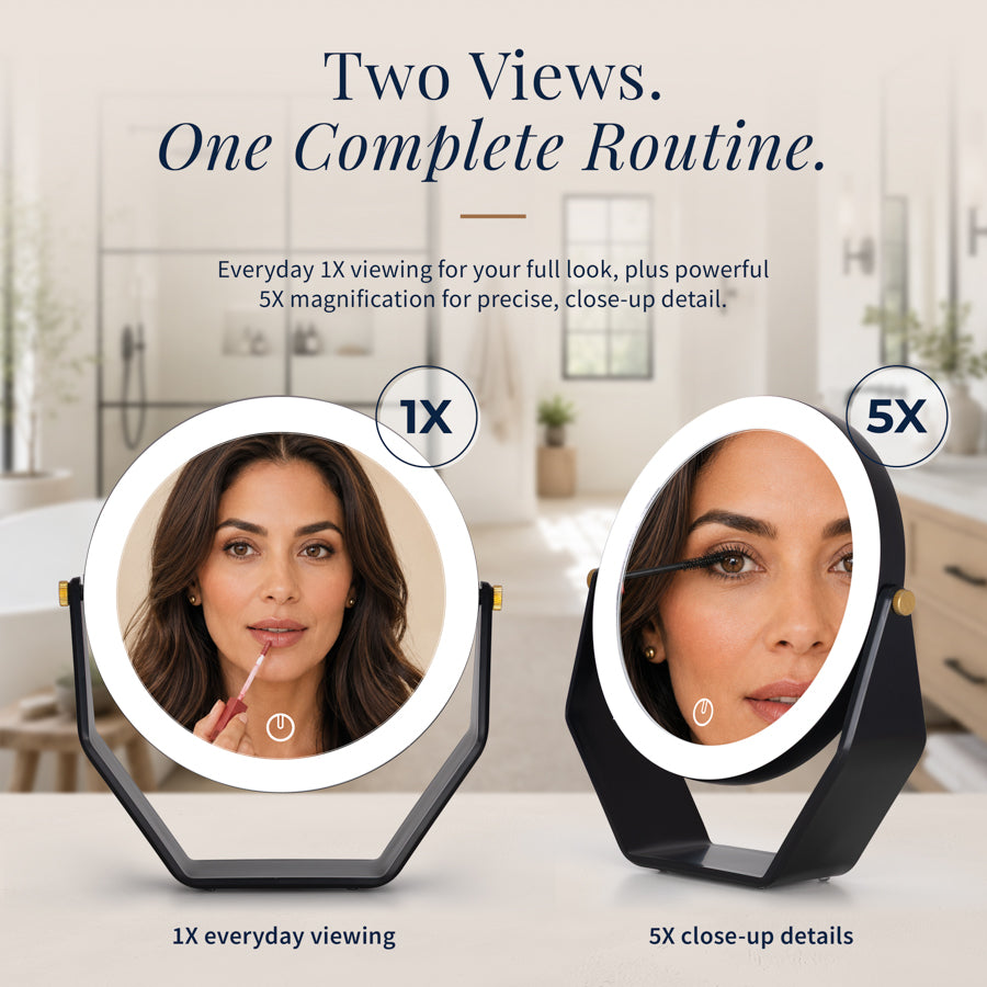 8” LED Lighted Makeup Mirror with Magnification 5X/1X