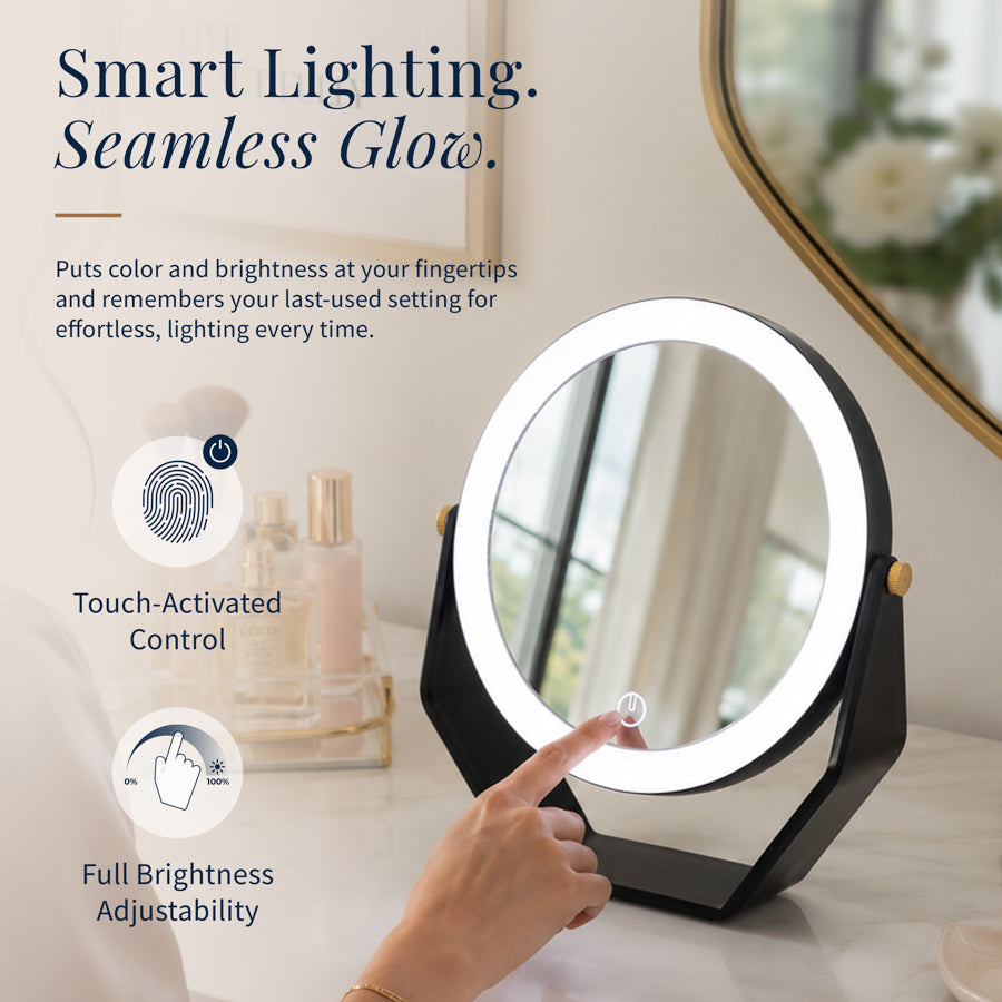 8” LED Lighted Makeup Mirror with Magnification 5X/1X