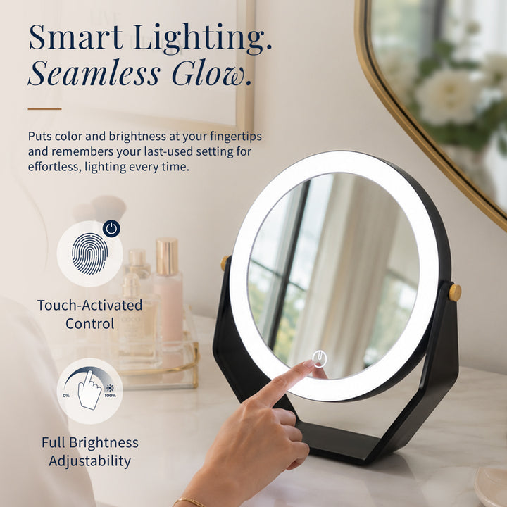 8” LED Lighted Makeup Mirror with Magnification 5X/1X
