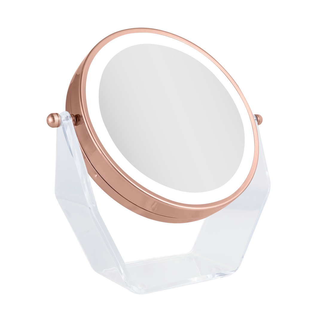 Lighted Makeup Mirror with Magnification & Swivel