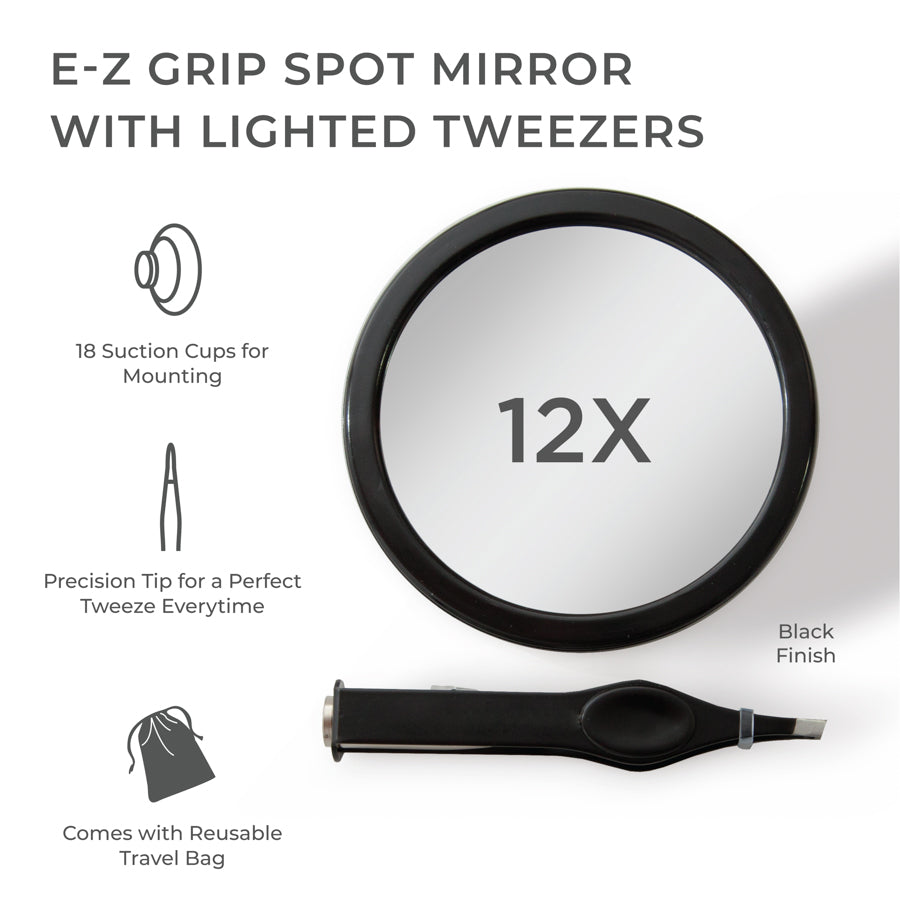 Zadro Compact Mirror with Magnification & Lighted Tweezers Combo