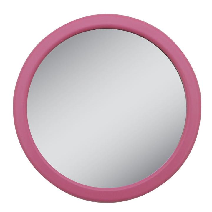 Zadro EZG12P 705004419949 product photo front view pink, e-z grip compact mirror with magnification & suction cups in front of a white background