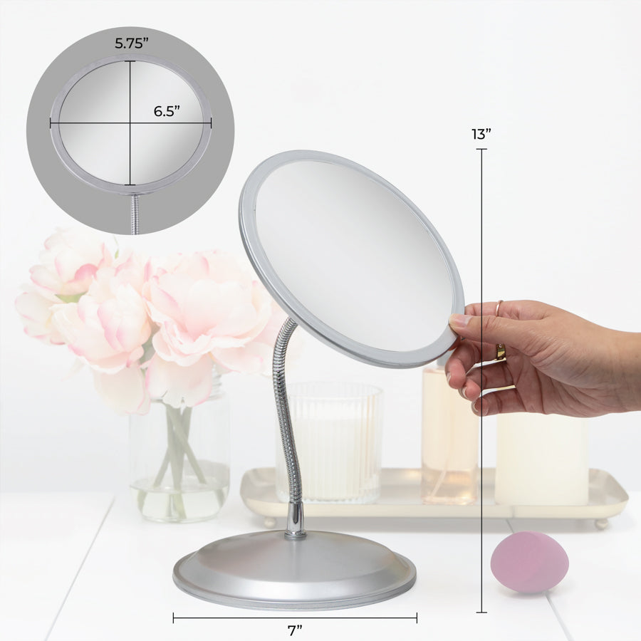 Zadro Gooseneck Makeup Mirror w/ Magnification & Wall Mount Attachment