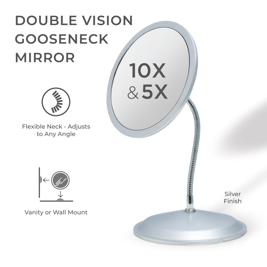 Zadro Gooseneck Makeup Mirror w/ Magnification & Wall Mount Attachment