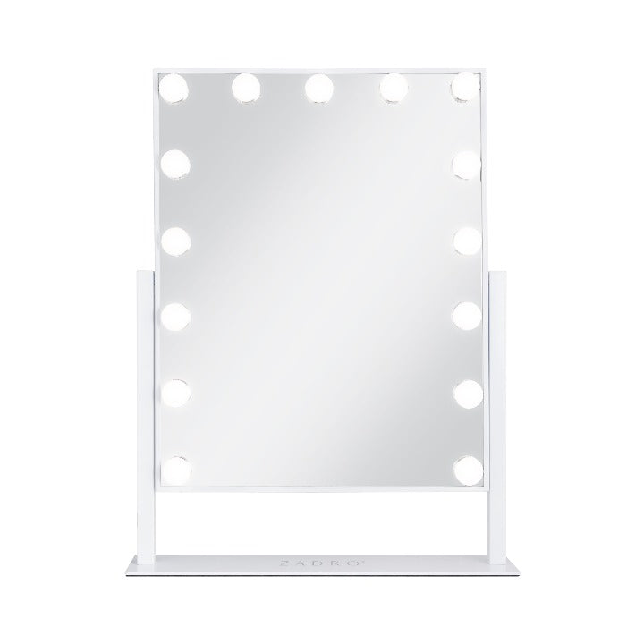 Zadro HLVAR1620 705004424769 product photo front view, 15 led light bulb hollywood makeup mirror - 18" x 21" in front of a white background