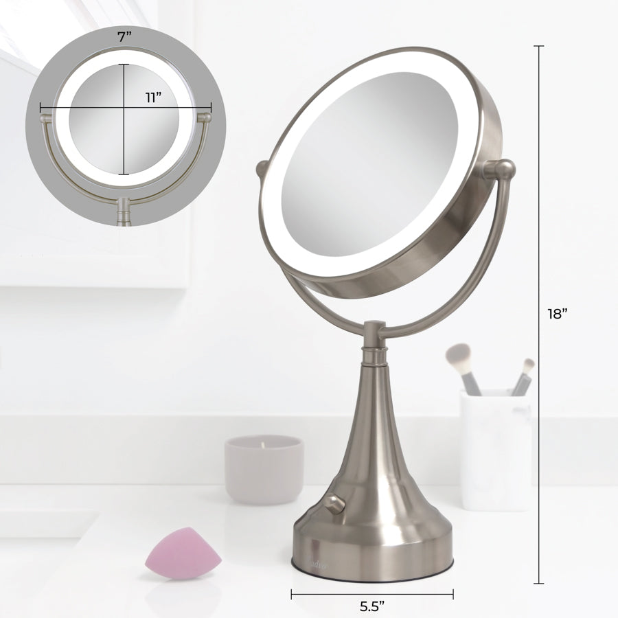 Zadro 7-Inch Round Makeup Mirror With 5X/1X Magnification - Vanity Mirror With Accessory Tray & Phone Holder, 360° Rotation, White/Black/Pink - View #6