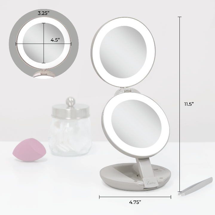 Zadro LED Lighted Travel Mirrors for Makeup w/ Magnification & Compact
