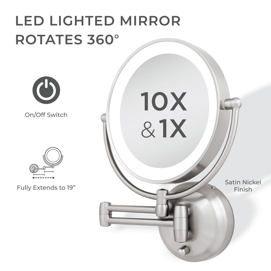 Zadro mirror side view with extendable arm specs