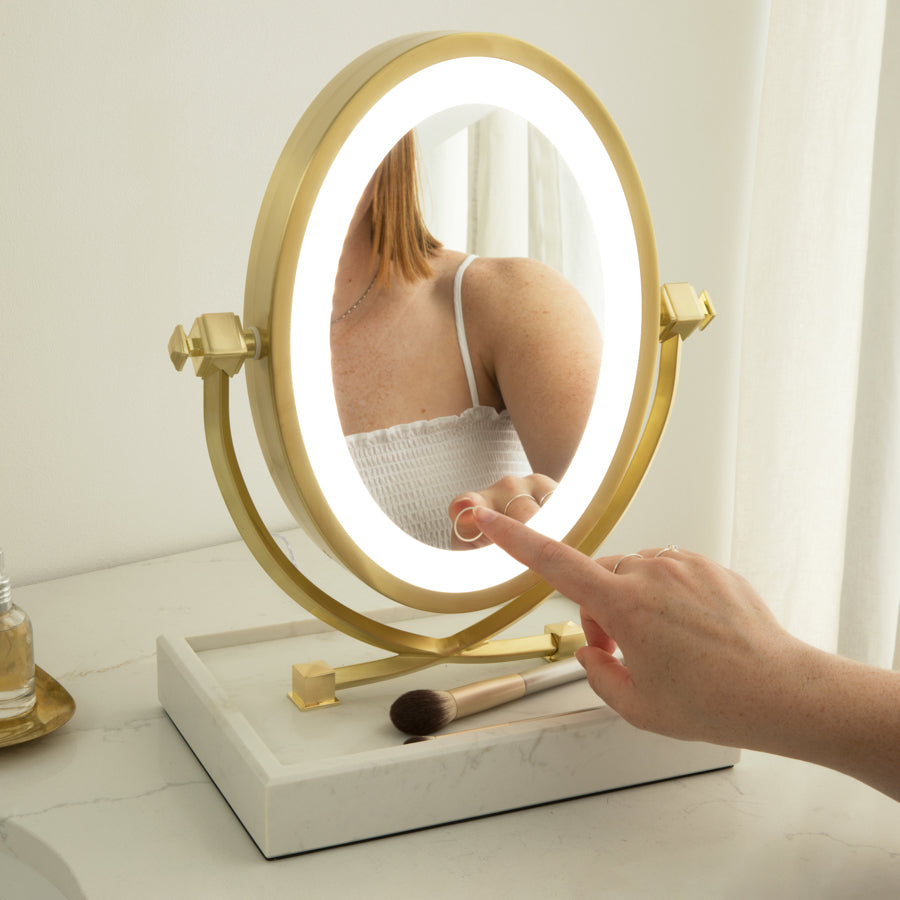 Zadro Brooklyn Oval LED Makeup Mirrors w/ Magnification & Marble Tray Zadro Brooklyn Oval LED Makeup Mirrors w/ Magnification & Marble Tray