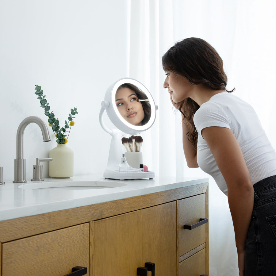 Zadro Max Bright Lighted Makeup Mirror w/ Magnification & Storage Tray