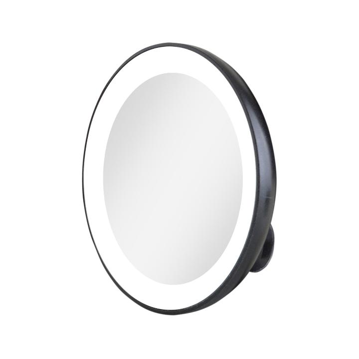 Zadro MLED15X 705004421423 product photo side view, lighted compact mirror with magnification & suction cup in front of a white background