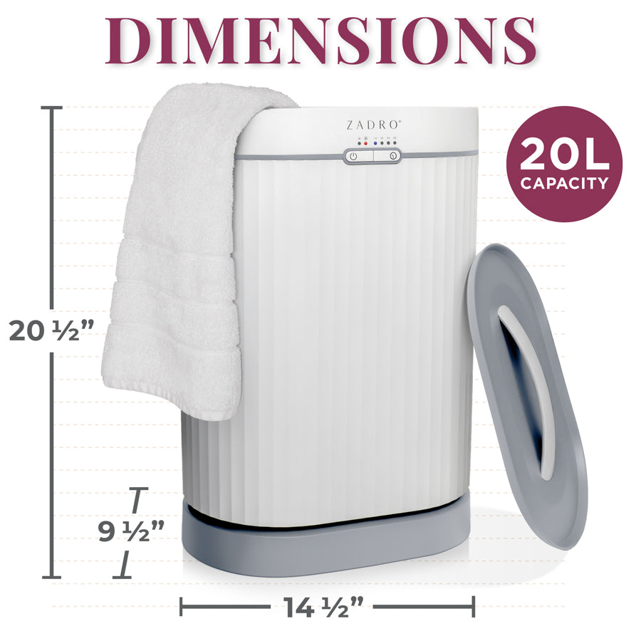 Zadro Fluted Towel Warmer for Bathroom 20L Stainless Steal Tub