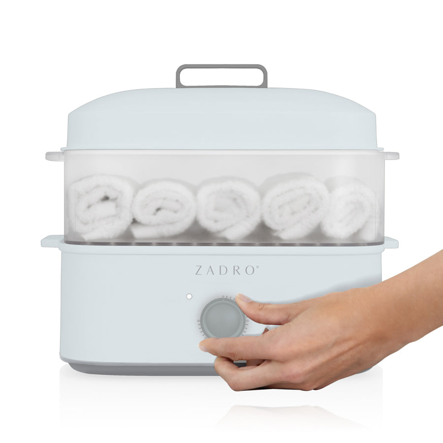 Zadro Towel Steamer with Tongs 8L Steam Tray 1.7L Tank Up to 12