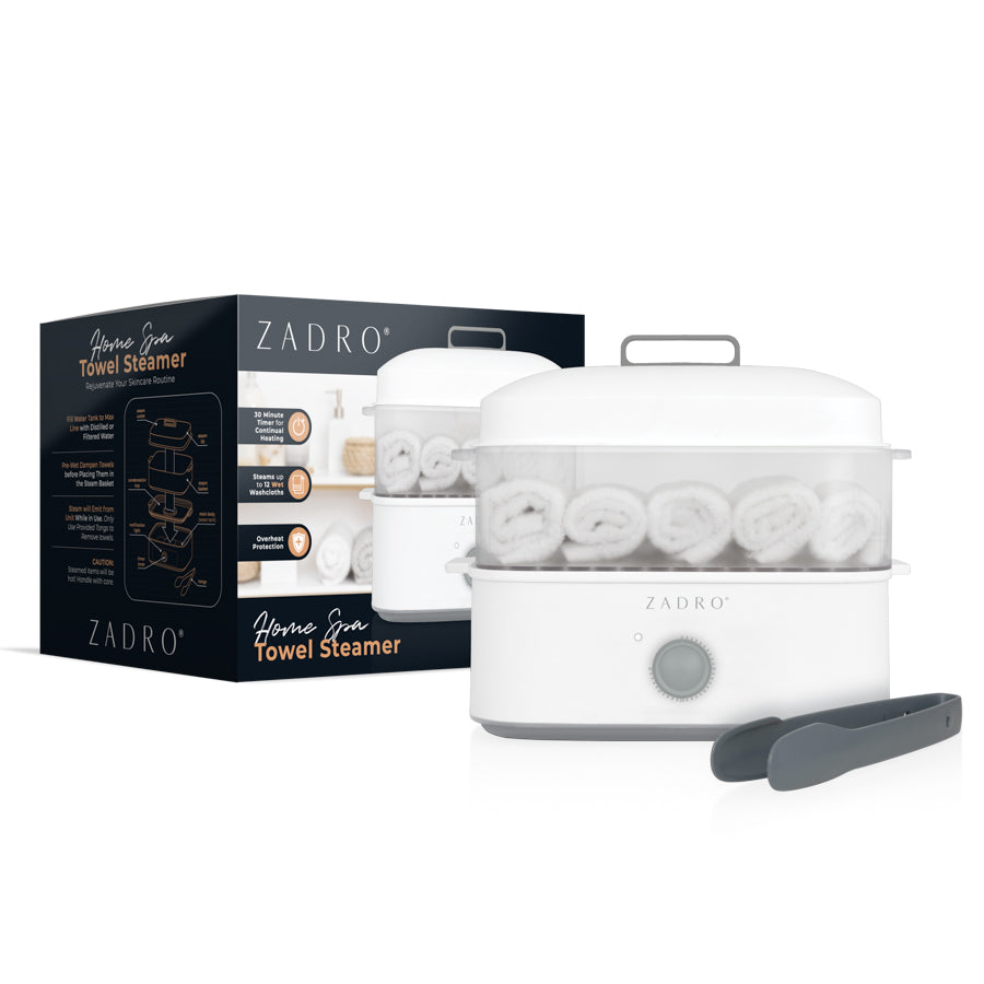 Zadro Towel Steamer with Tongs 8L Steam Tray 1.7L Tank Up to 12