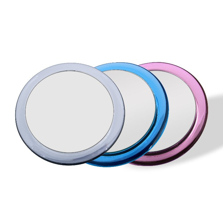 Zadro Z45X 705004415354 product photo side view color variations, compact mirror with magnification in front of a white background