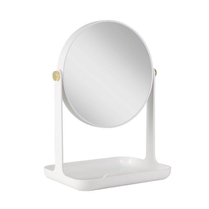 Zadro ZBVT2001 705004423427 product photo side view, back-to-school makeup mirror with accessory tray & phone holder in front of a white background