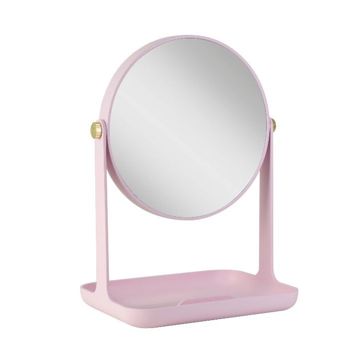 Zadro ZBVT2002 705004423434 product photo side view, back-to-school makeup mirror with accessory tray & phone holder in front of a white background