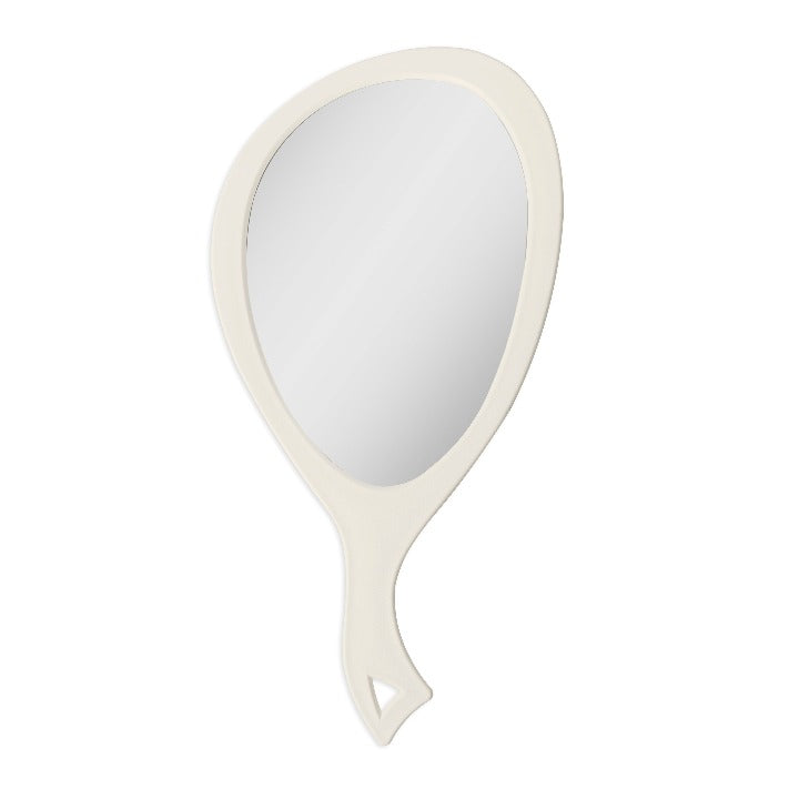Zadro ZHL1 705004419956 product photo front view egret, large teardrop handheld mirror with handle in front of a white background