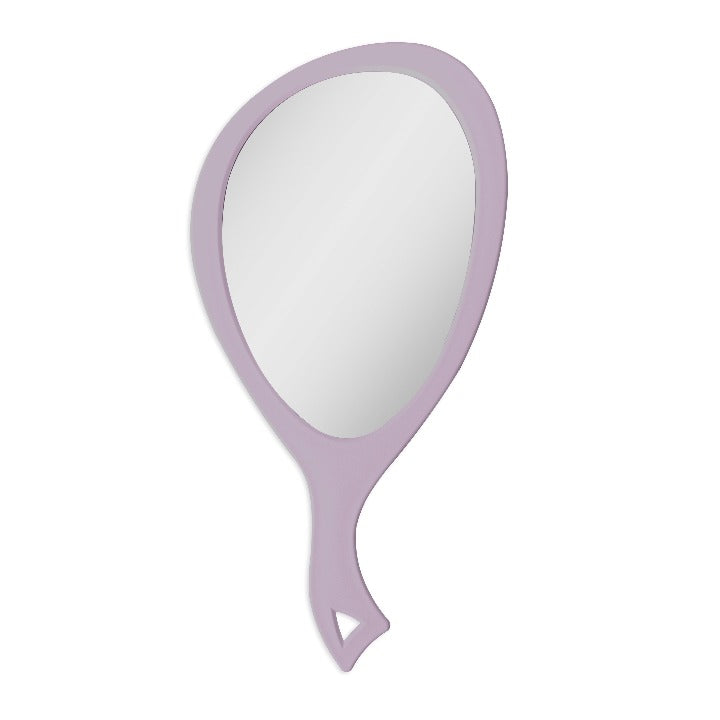 Zadro ZHL1 705004419956 product photo front view lavender, large teardrop handheld mirror with handle in front of a white background