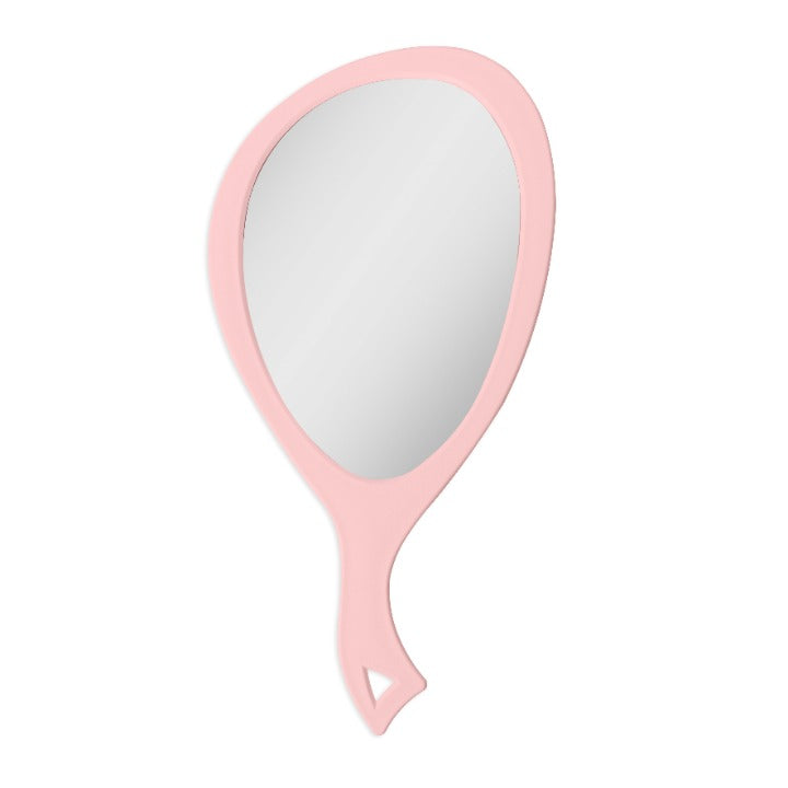 Zadro ZHL1 705004419956 product photo front view rose quartz, large teardrop handheld mirror with handle in front of a white background
