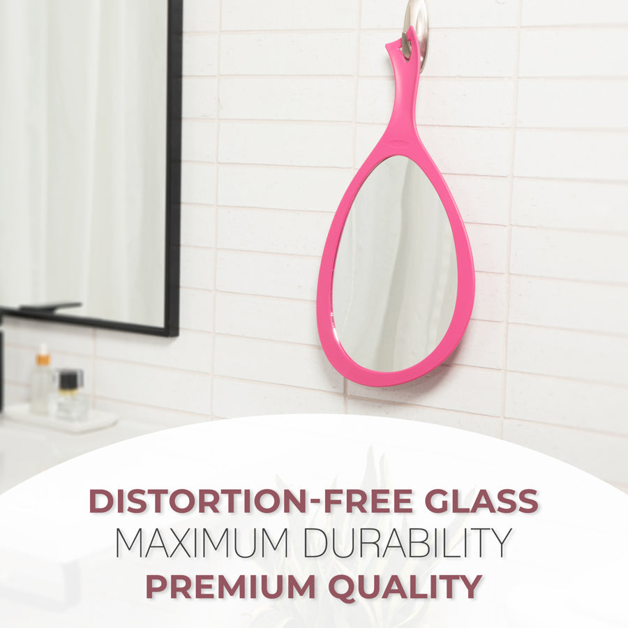 Zadro Large Teardrop Handheld Mirror Curved Ergonomic Handle to Hang