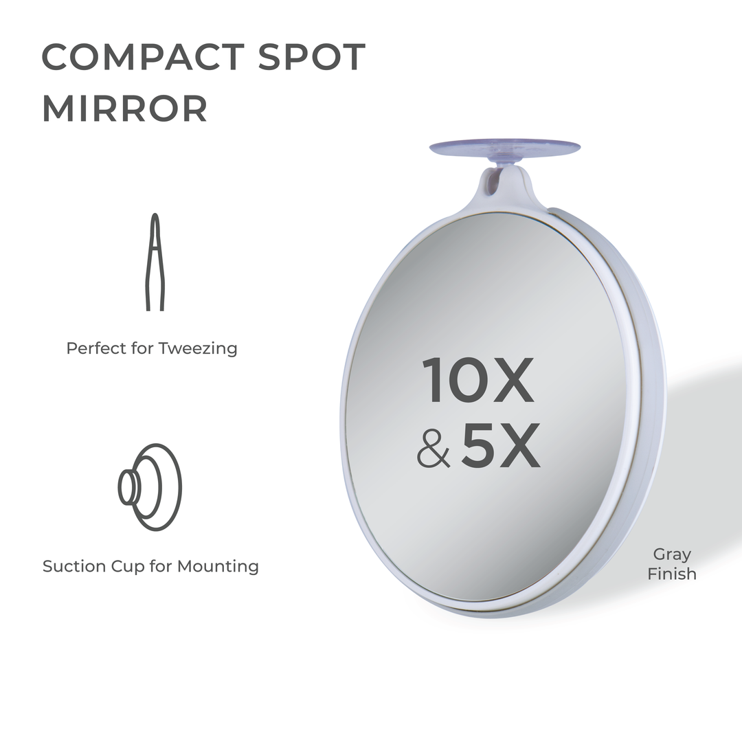 Compact Shower Mirror with Magnification & Suction Cup