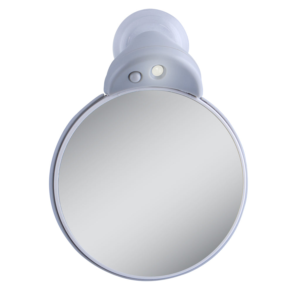 Lighted Compact Travel Mirrors with Magnifications & Suction Cup