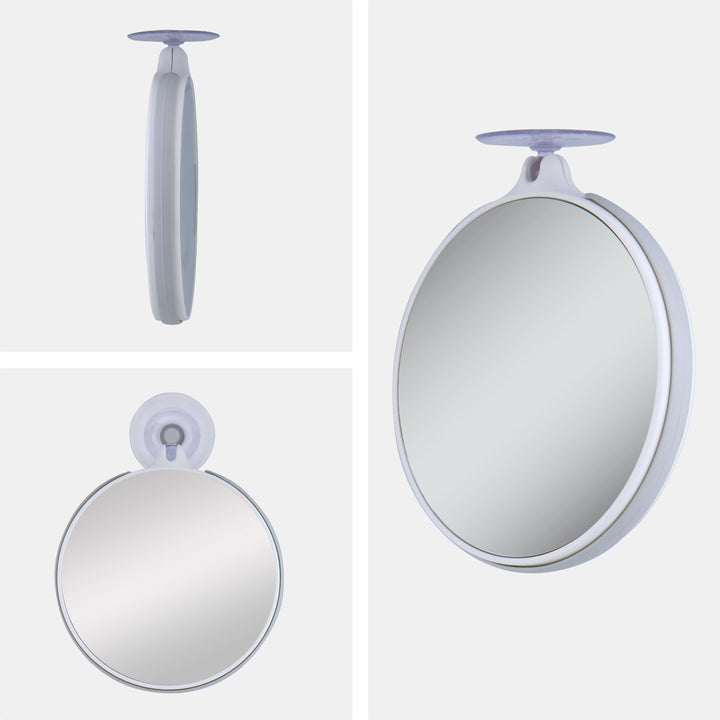 Compact Shower Mirror with Magnification & Suction Cup